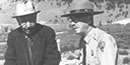 Josiah Redwolf, the last survivor of the 1877 Nez Perce War in 1968 with the Big Hole Superintendent. NPS Photo NEPE-HI-3044.